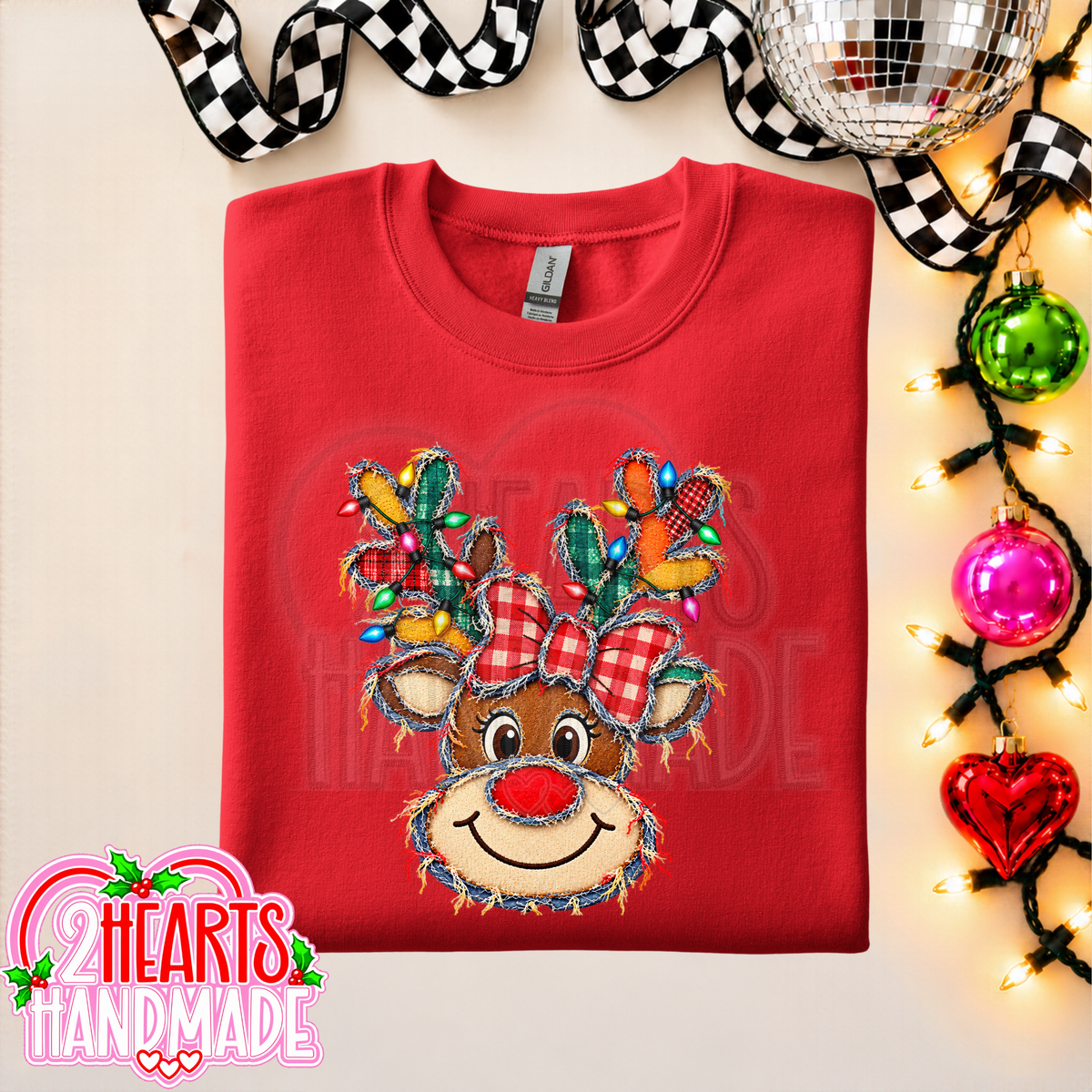 Faux Patchwork Reindeer With Lights