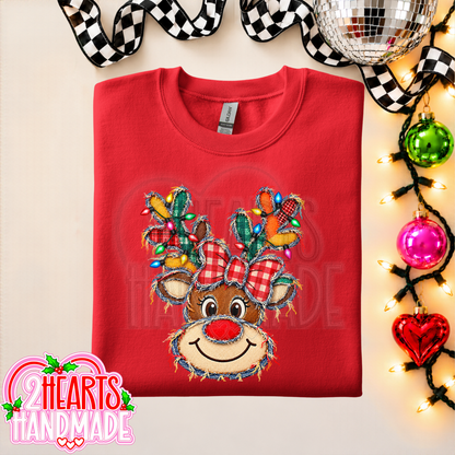 Faux Patchwork Reindeer With Lights