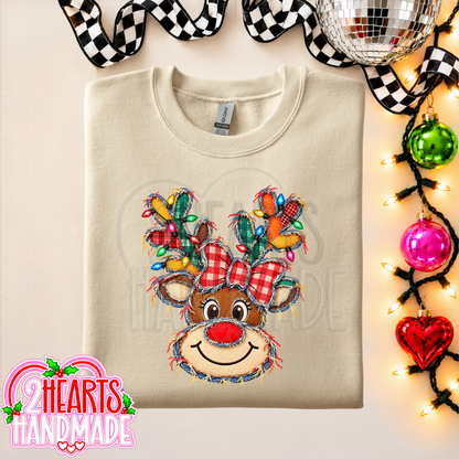 Faux Patchwork Reindeer With Lights