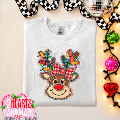 Faux Patchwork Reindeer With Lights