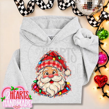 Faux Patchwork Santa With Lights