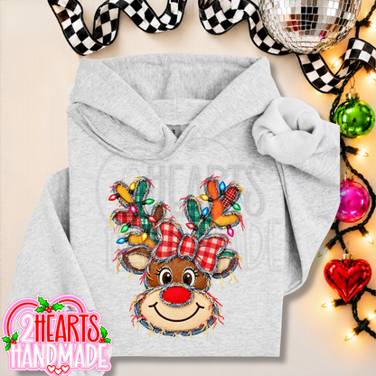 Faux Patchwork Reindeer With Lights