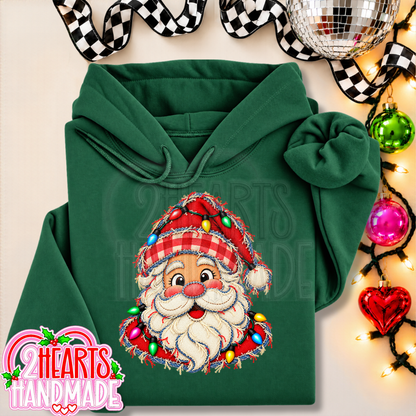 Faux Patchwork Santa With Lights