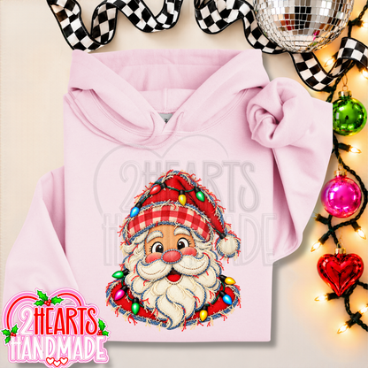 Faux Patchwork Santa With Lights