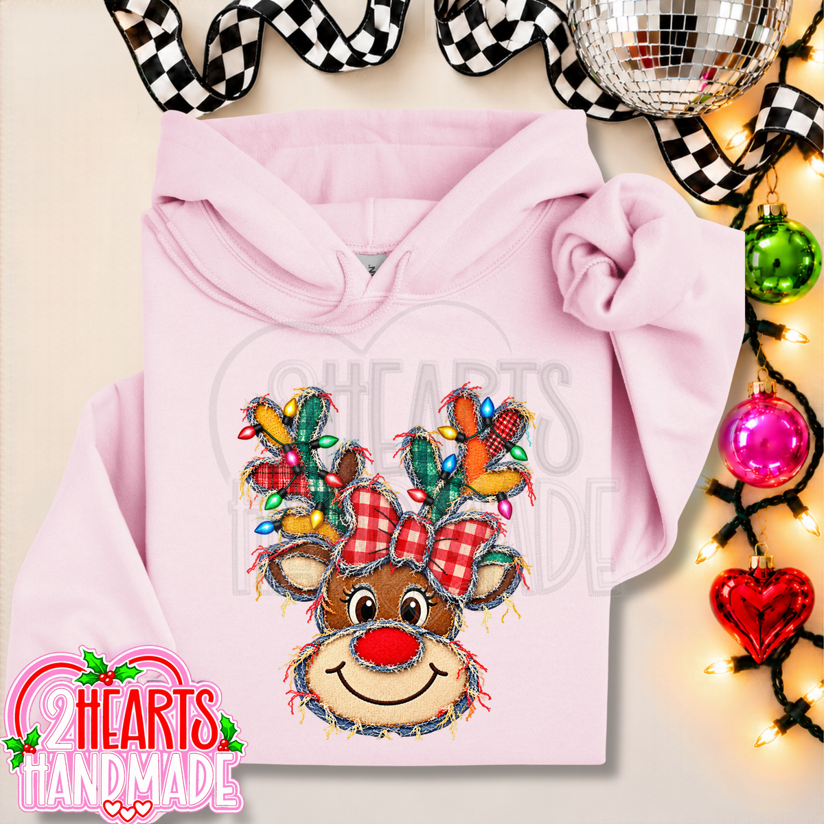 Faux Patchwork Reindeer With Lights