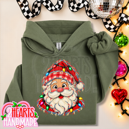 Faux Patchwork Santa With Lights