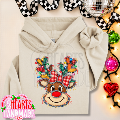 Faux Patchwork Reindeer With Lights