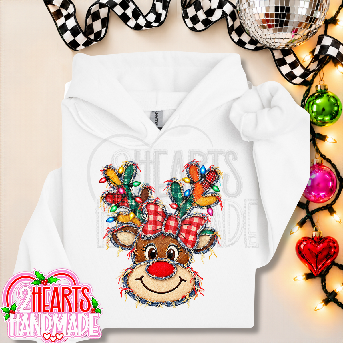 Faux Patchwork Reindeer With Lights