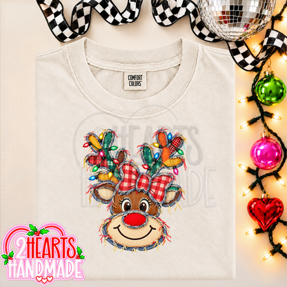 Faux Patchwork Reindeer With Lights